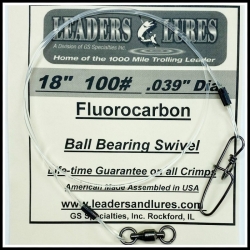 100# 18" Fluorocarbon Leader .039" Dia